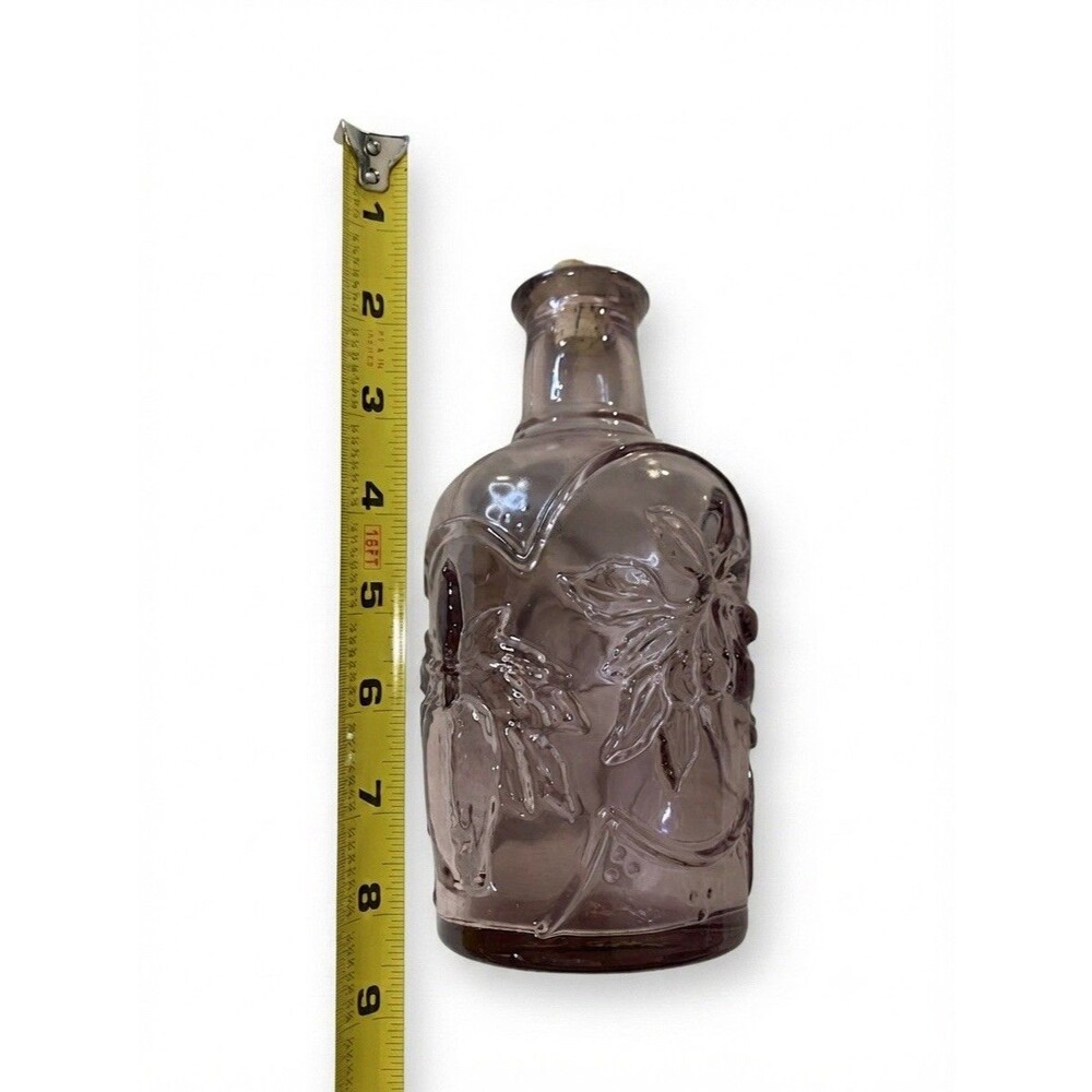 vintage 1980s Libbey of Canada embossed fruit glass decanter Purple Victorian 3D - Picture 2 of 11
